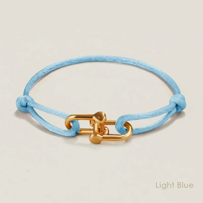 MOONLIGHT Silk Cord Bracelet with U-Shaped Pendant, Adjustable for Women (Gift)