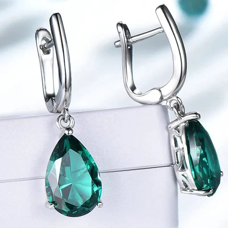 925 Sterling Silver Topaz Drop Earrings