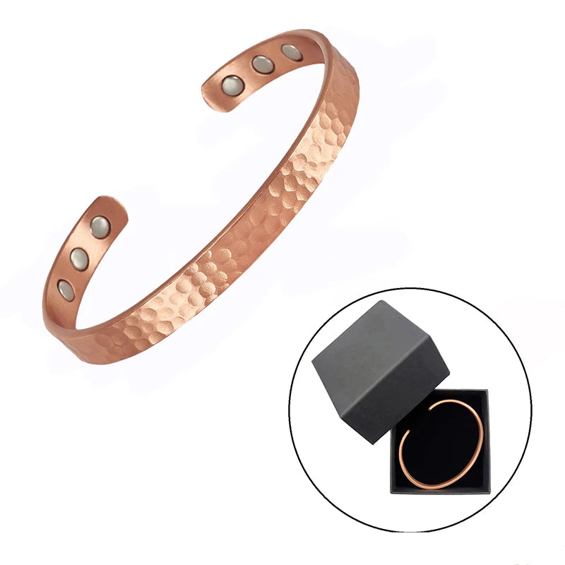 Rose gold pure copper bracelet with Gauss magnets for health, for men and women