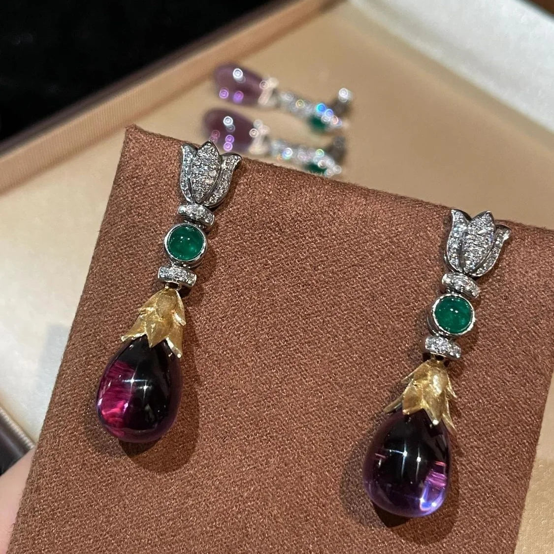 Amethyst/Emerald Ear Drop