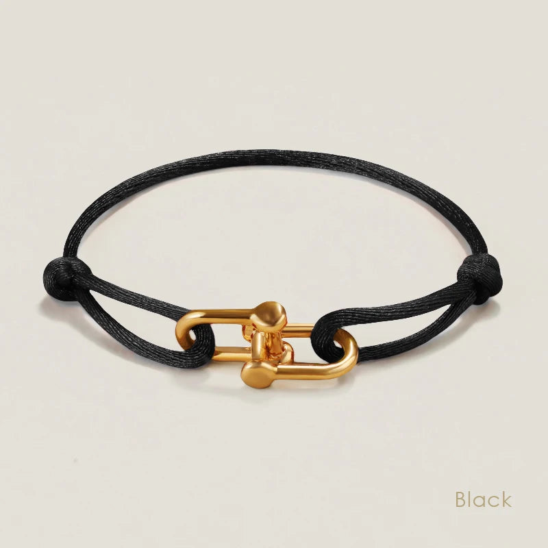 MOONLIGHT Silk Cord Bracelet with U-Shaped Pendant, Adjustable for Women (Gift)