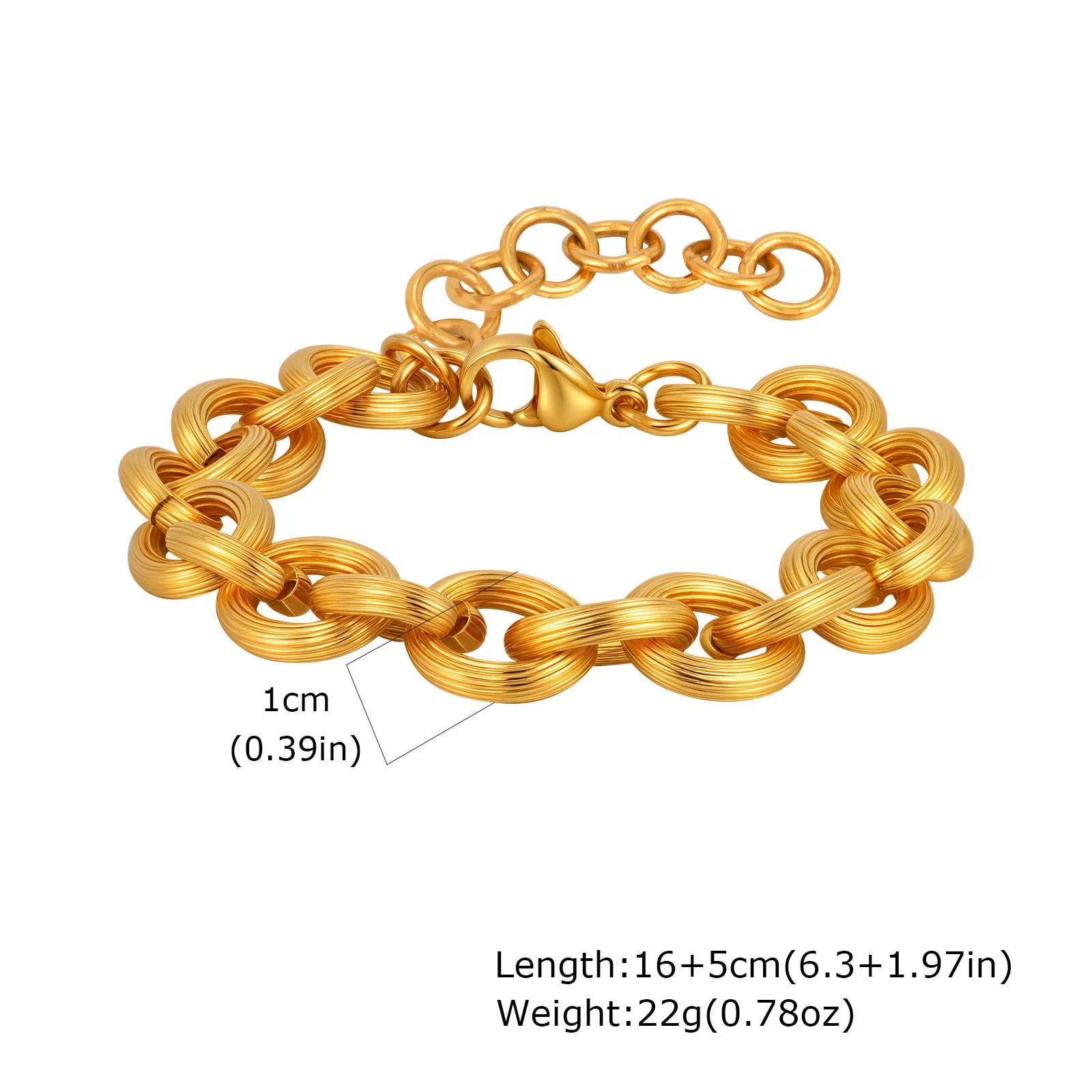 Waterproof Gold Plated Stainless Steel Thick Chain Bracelet for Women