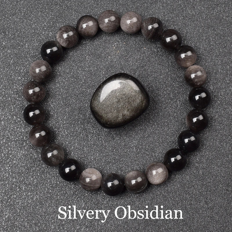 Natural gold obsidian bead bracelet
