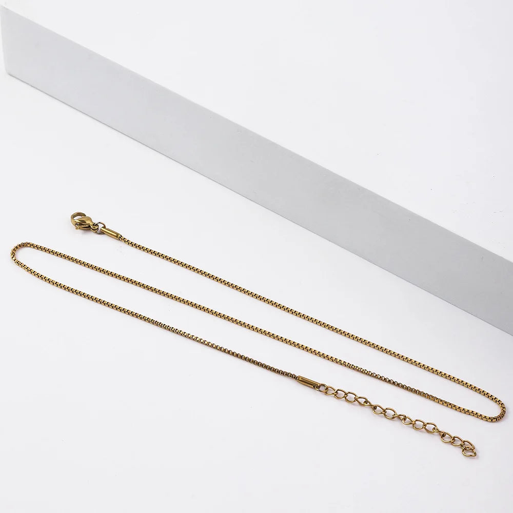 1.2mm Box Chain Necklace, Gold Color, Stainless Steel (Unisex)