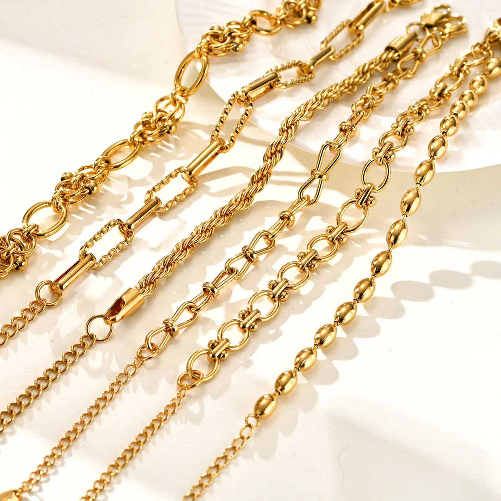 Waterproof Gold Plated Stainless Steel Thick Chain Bracelet for Women