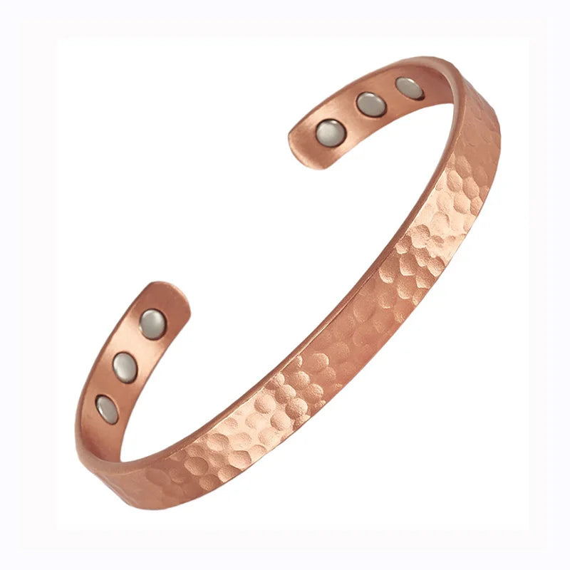Rose gold pure copper bracelet with Gauss magnets for health, for men and women