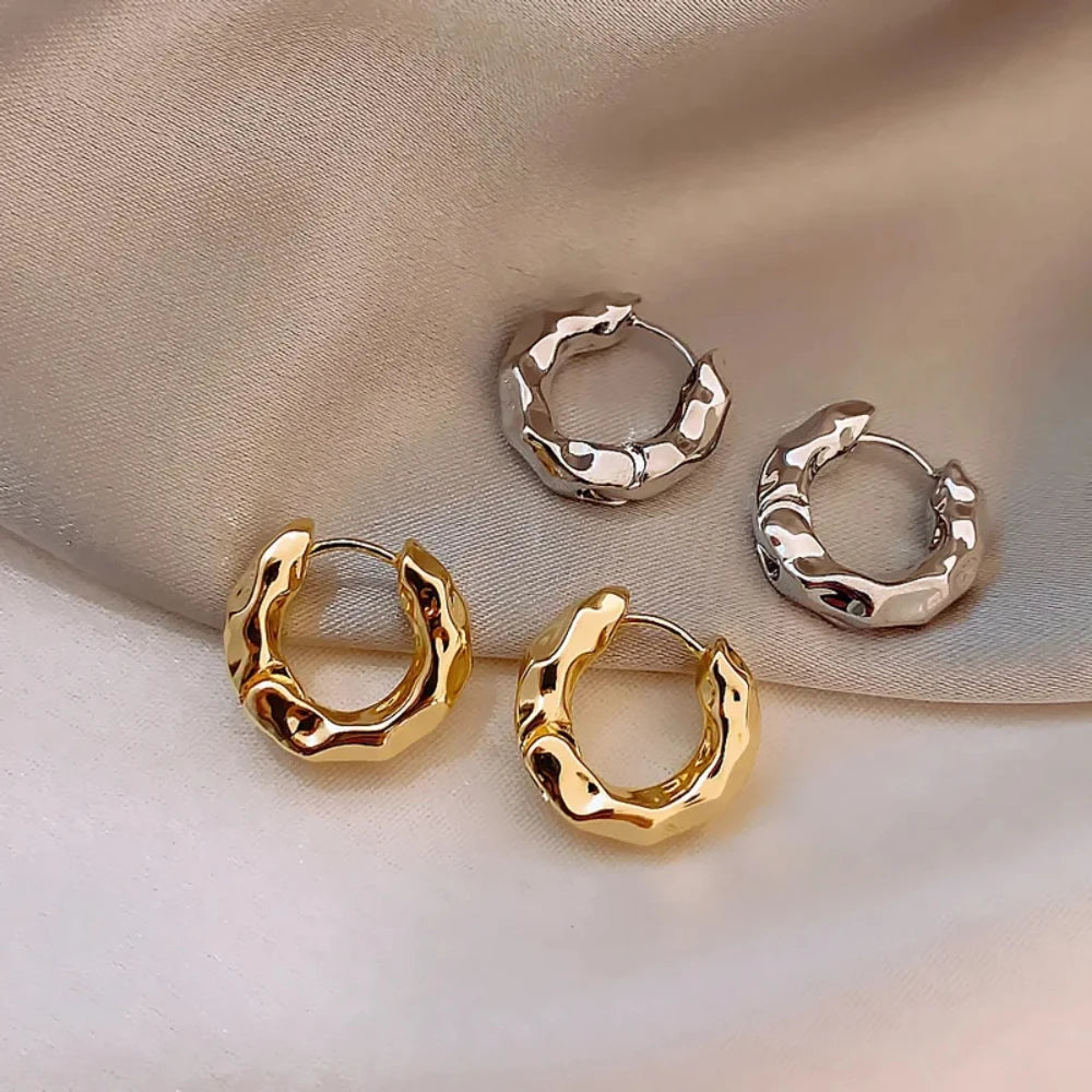 Minimalist/Classic Gold Plated Circle Hoop Earrings for Women