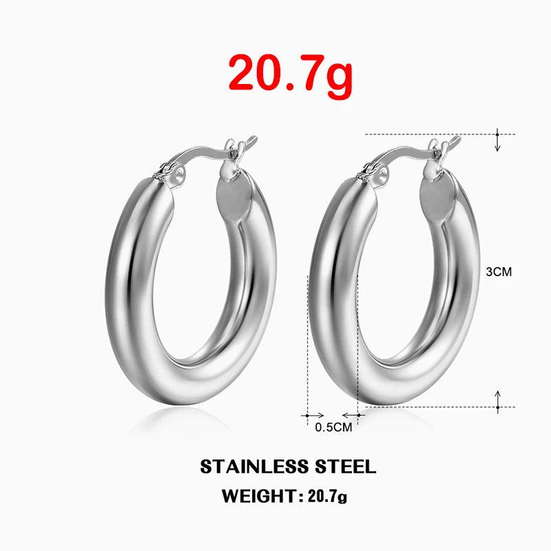 Vintage Stainless Steel Circle Hoops for Women earrings