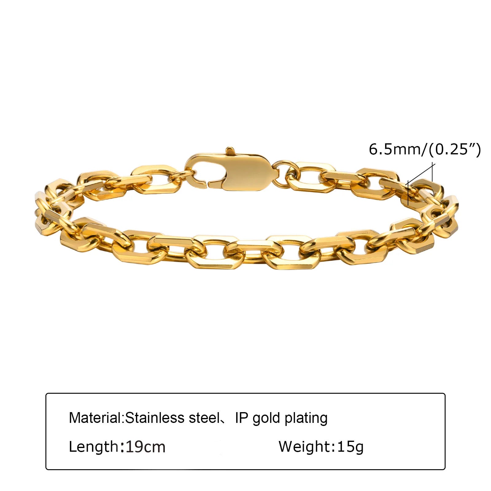 Waterproof Gold Plated Stainless Steel Thick Chain Bracelet for Women