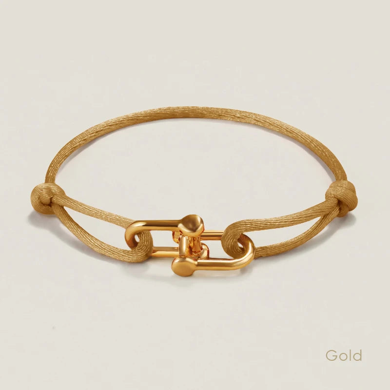 MOONLIGHT Silk Cord Bracelet with U-Shaped Pendant, Adjustable for Women (Gift)