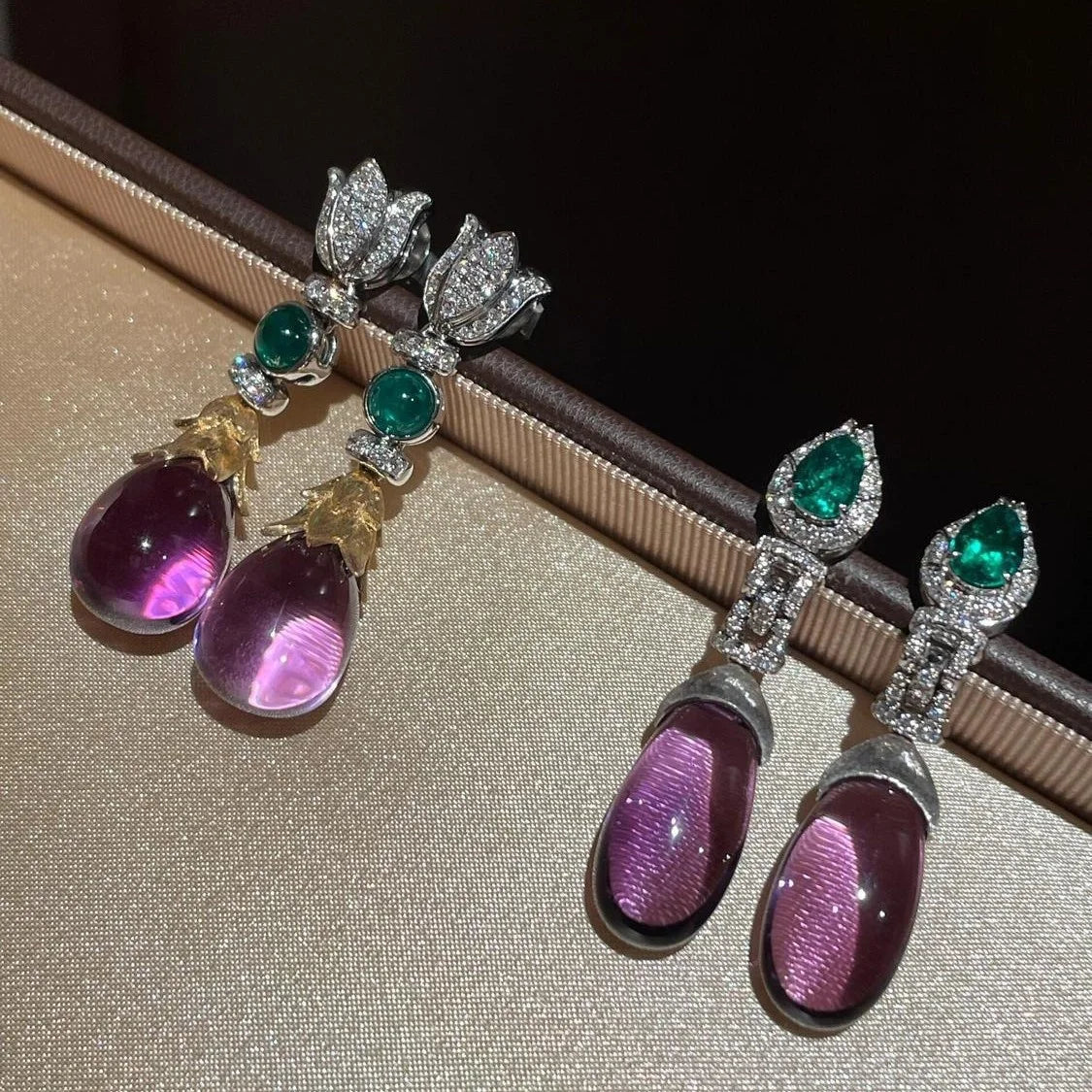 Amethyst/Emerald Ear Drop