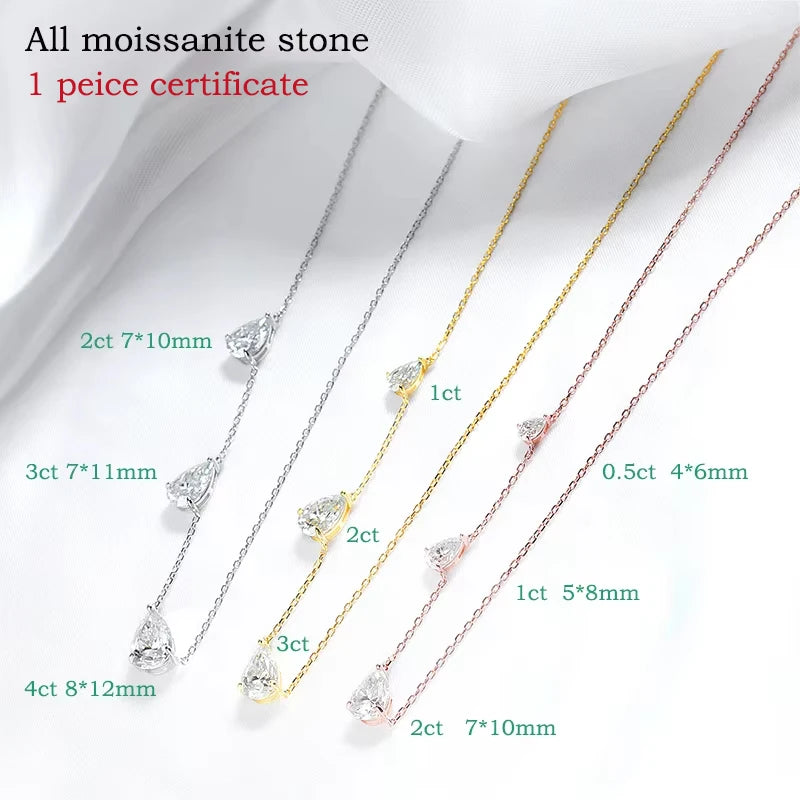 925 Sterling Silver Gradient Moissanite Pendant Necklace - Smyoue