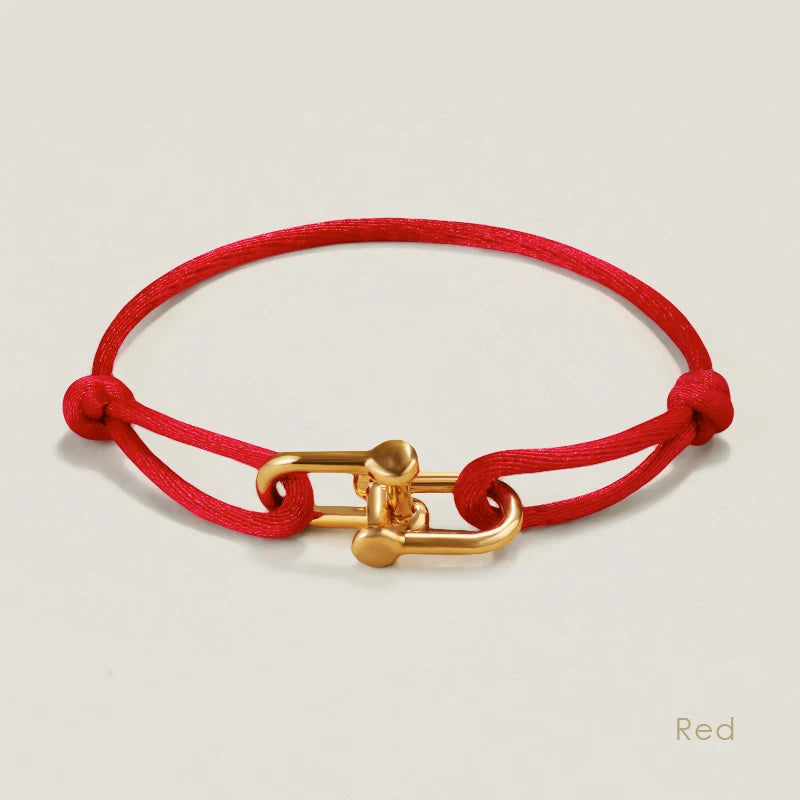 MOONLIGHT Silk Cord Bracelet with U-Shaped Pendant, Adjustable for Women (Gift)