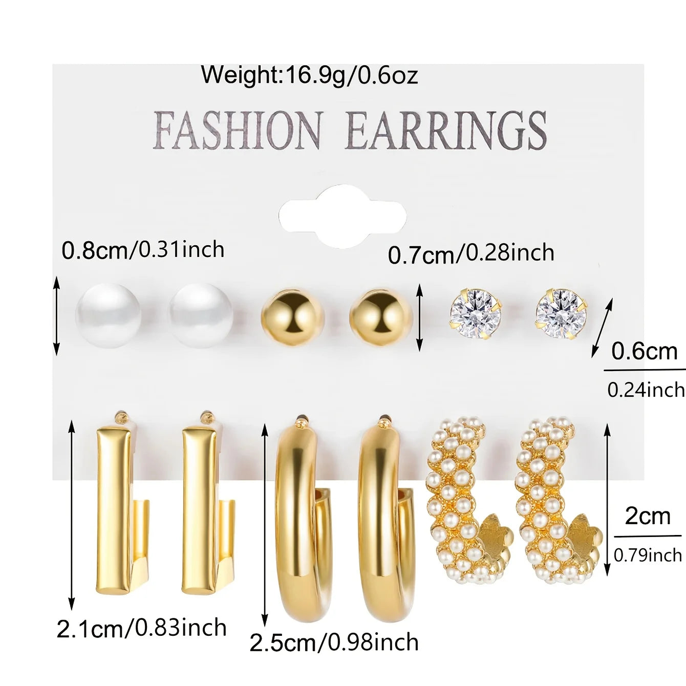 Elegant C-Shape Hoop Earrings with Faux Pearls and Diamonds for Women