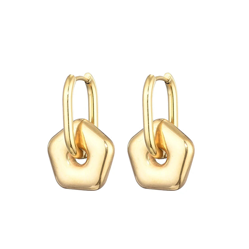 Stainless Steel Heart/Star Hoop Earrings, Gold/Silver, Classic/Punk/Y2K Style for Women