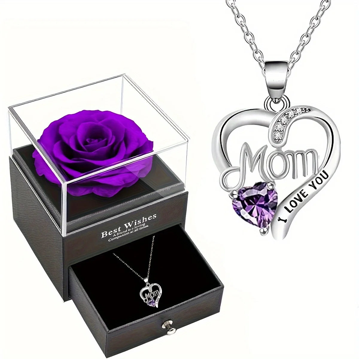 MOM I Love You" Heart Pendant Necklace