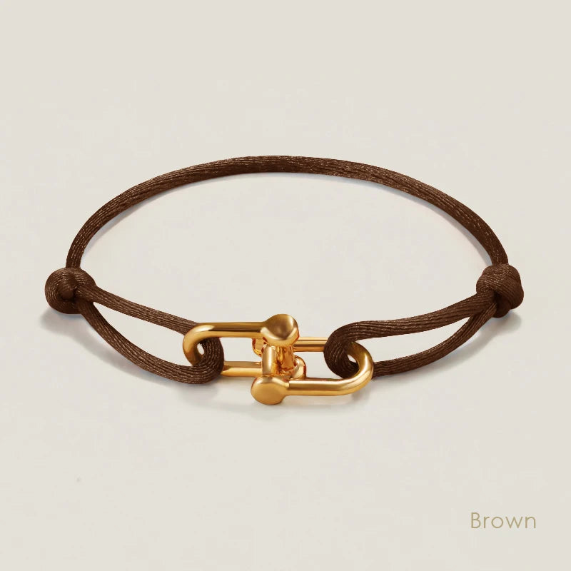 MOONLIGHT Silk Cord Bracelet with U-Shaped Pendant, Adjustable for Women (Gift)