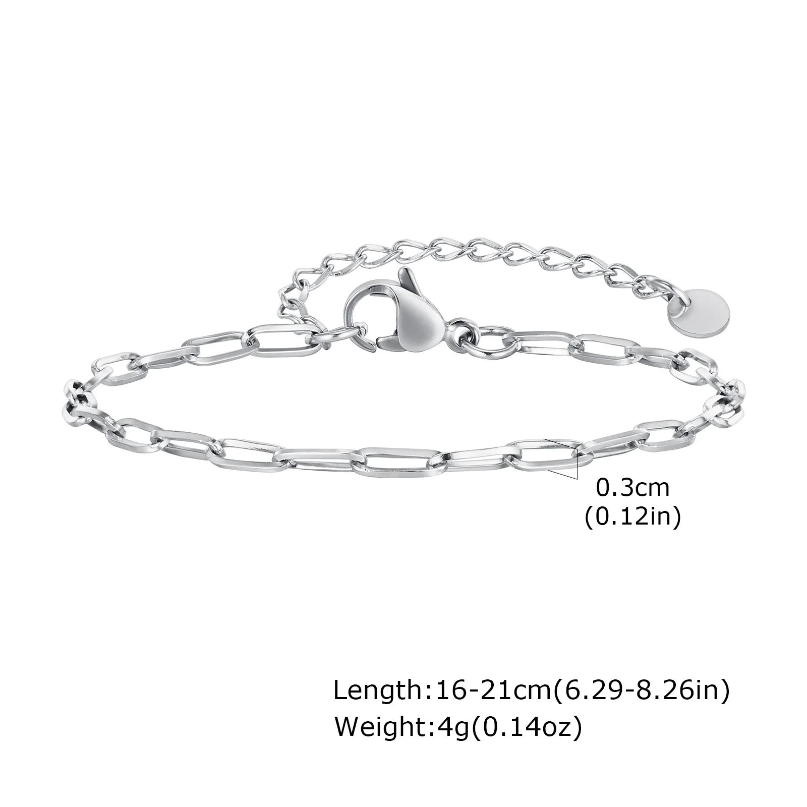 Silver stainless steel chain bracelet for women