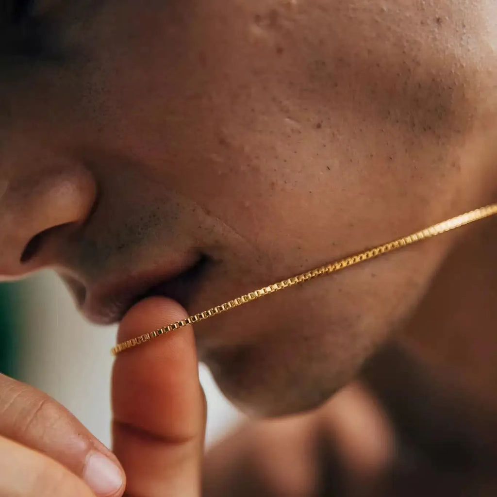 1.2mm Box Chain Necklace, Gold Color, Stainless Steel (Unisex)
