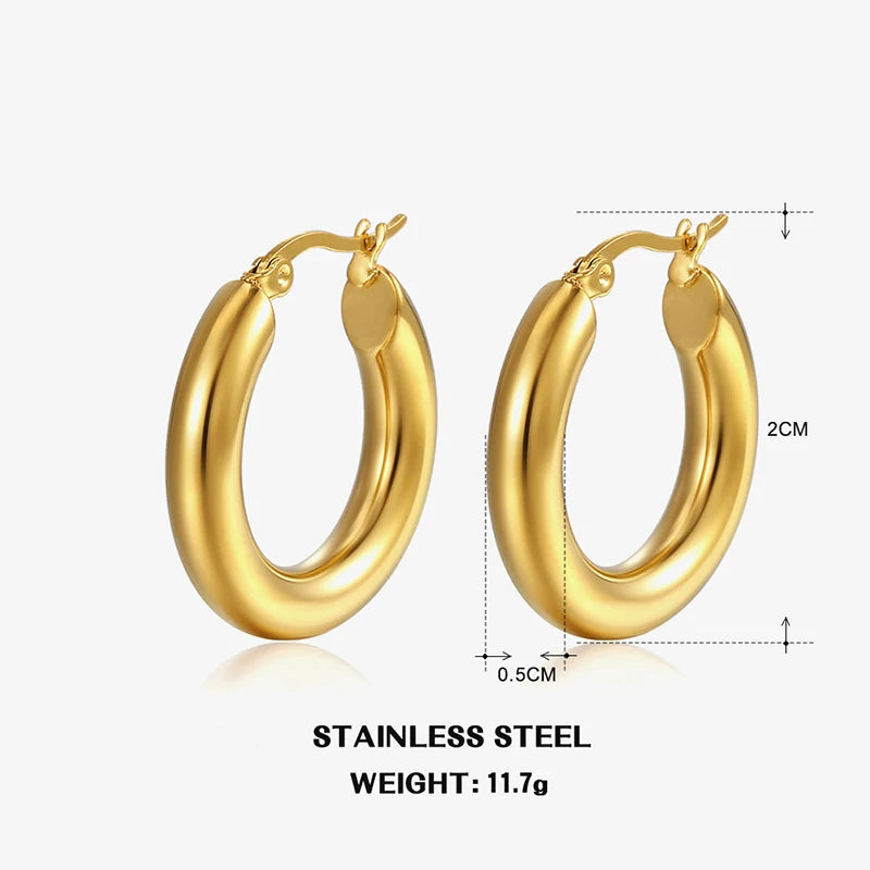 Vintage Stainless Steel Circle Hoops for Women earrings