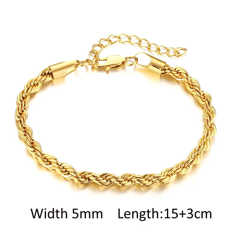 Waterproof Gold Plated Stainless Steel Thick Chain Bracelet for Women