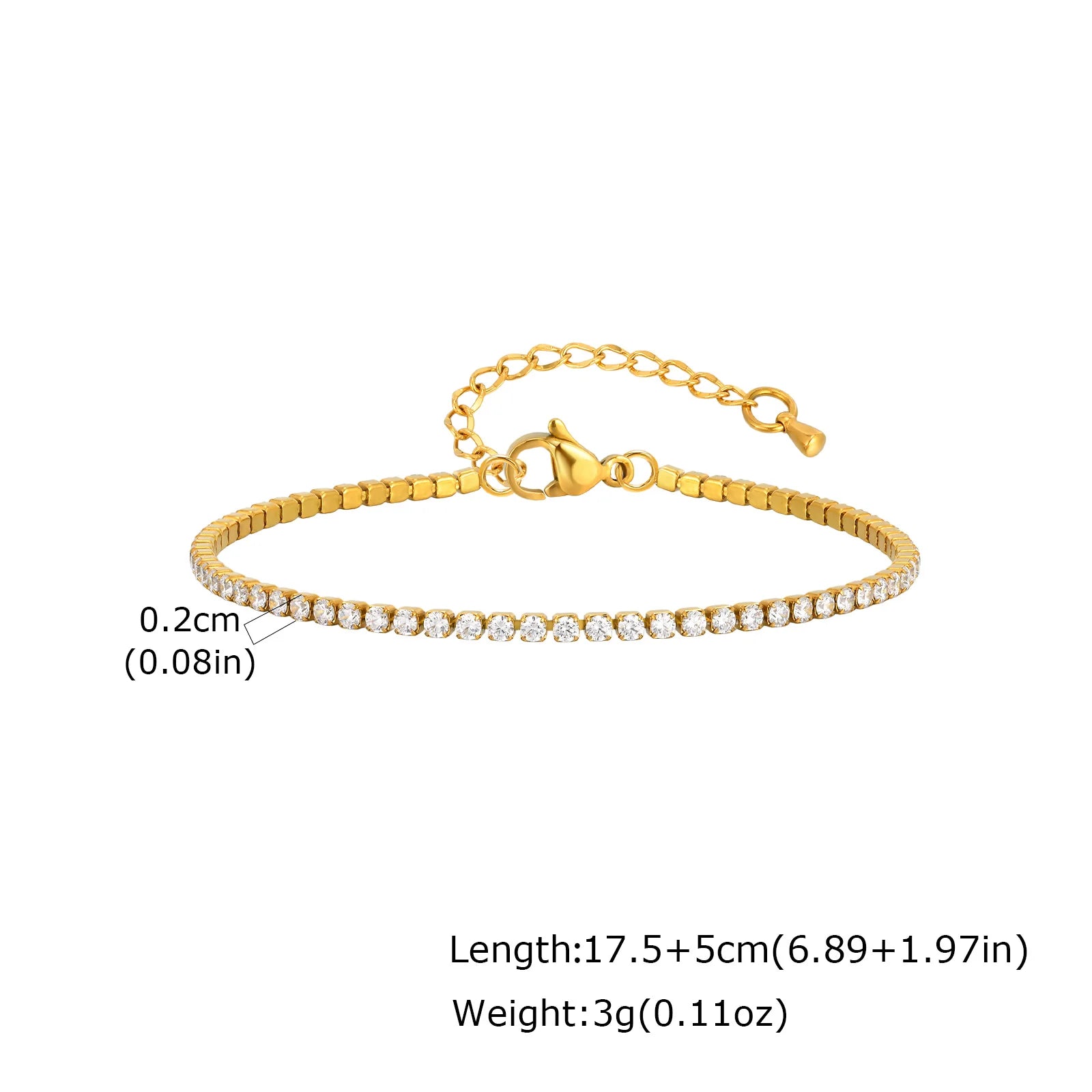 Waterproof Stainless Steel Zircon Tennis Bracelet for Women