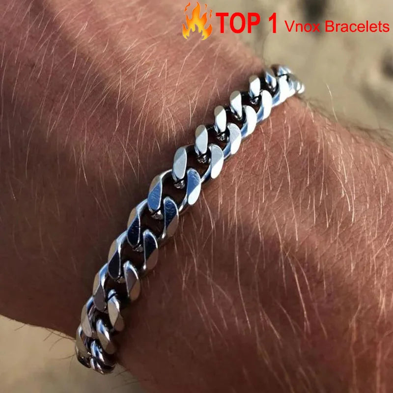 Classic/Punk Style Thick Stainless Steel Cuban Chain Bracelet for Men