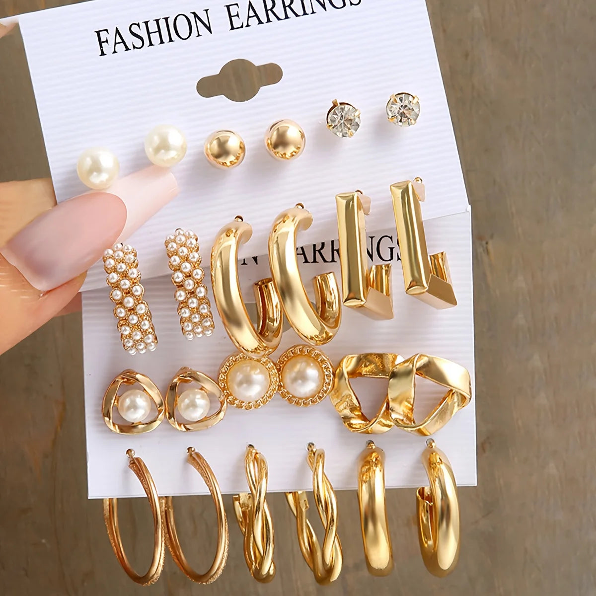 Elegant C-Shape Hoop Earrings with Faux Pearls and Diamonds for Women