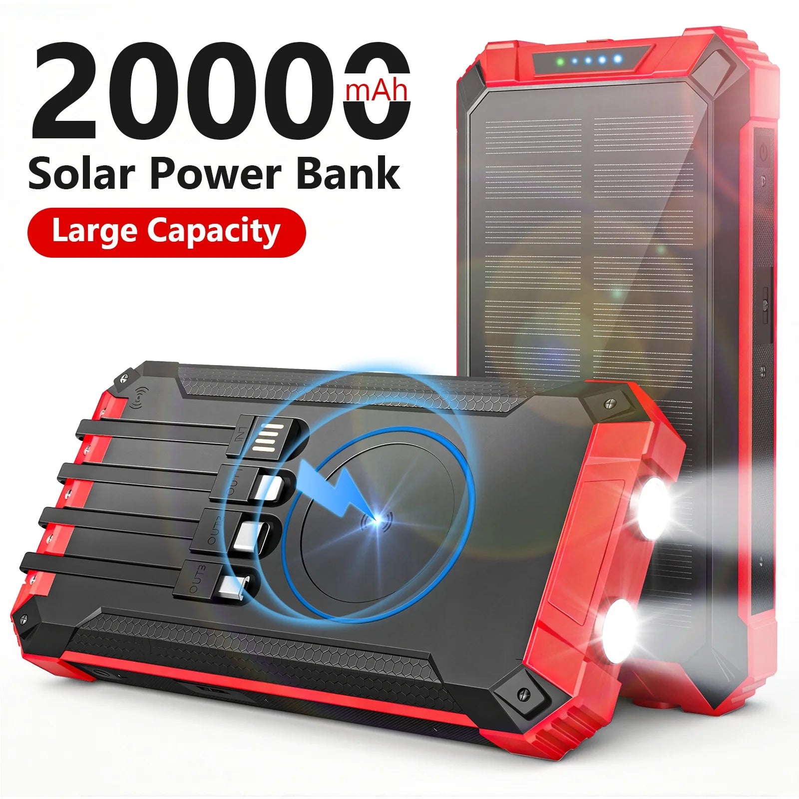 20000mAh Solar Power Bank with 18W Fast Charging