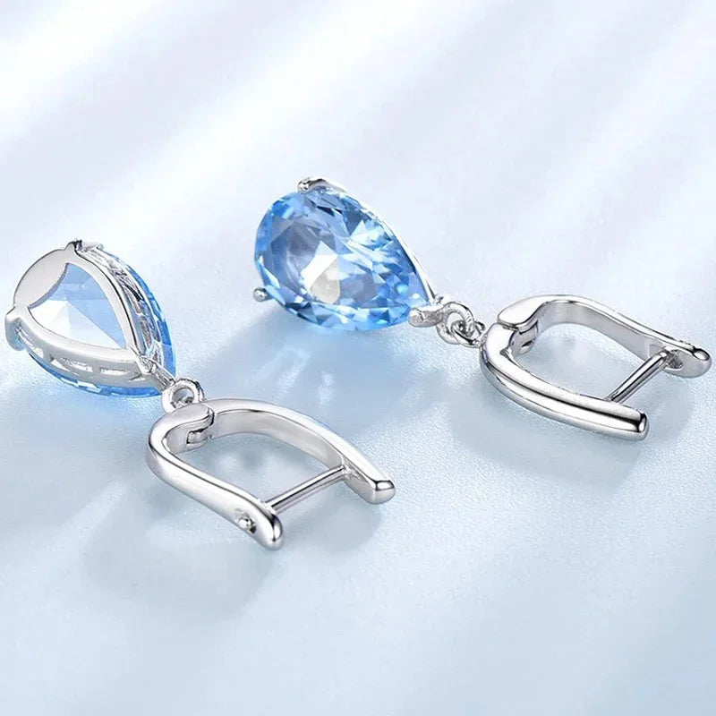925 Sterling Silver Topaz Drop Earrings