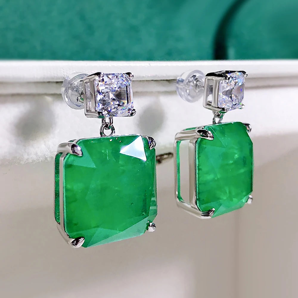 Emerald Gemstone Drop Earrings
