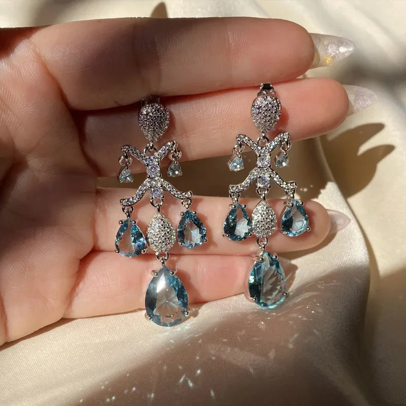 Emerald Flower Earrings Green Flower Cluster Drop Earrings