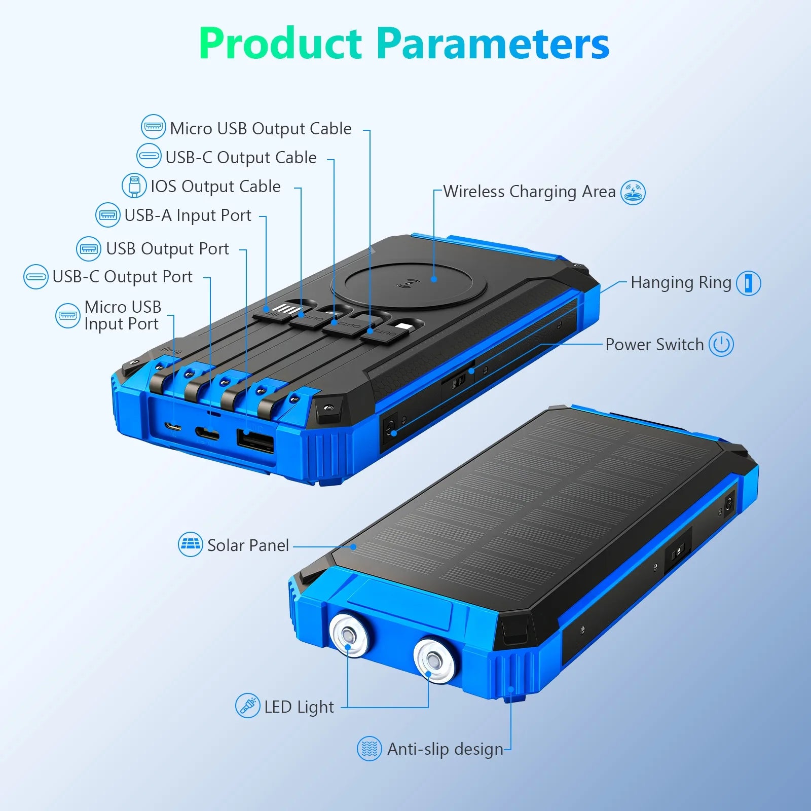 20000mAh Solar Power Bank with 18W Fast Charging