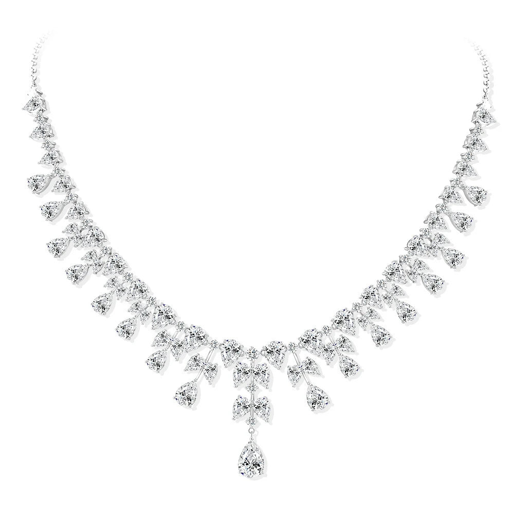 925 Sterling Silver teardrop sapphire pendant necklace (7x11 mm)