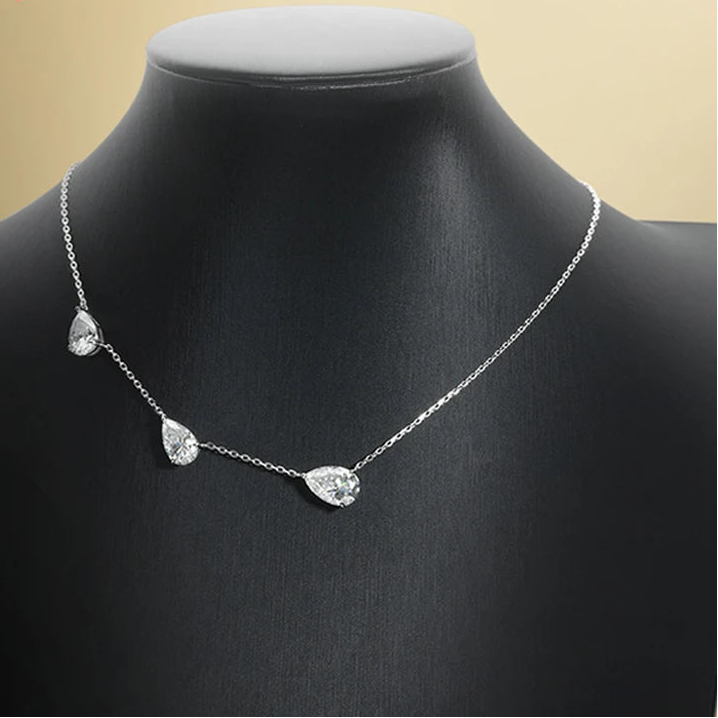 925 Sterling Silver Gradient Moissanite Pendant Necklace - Smyoue