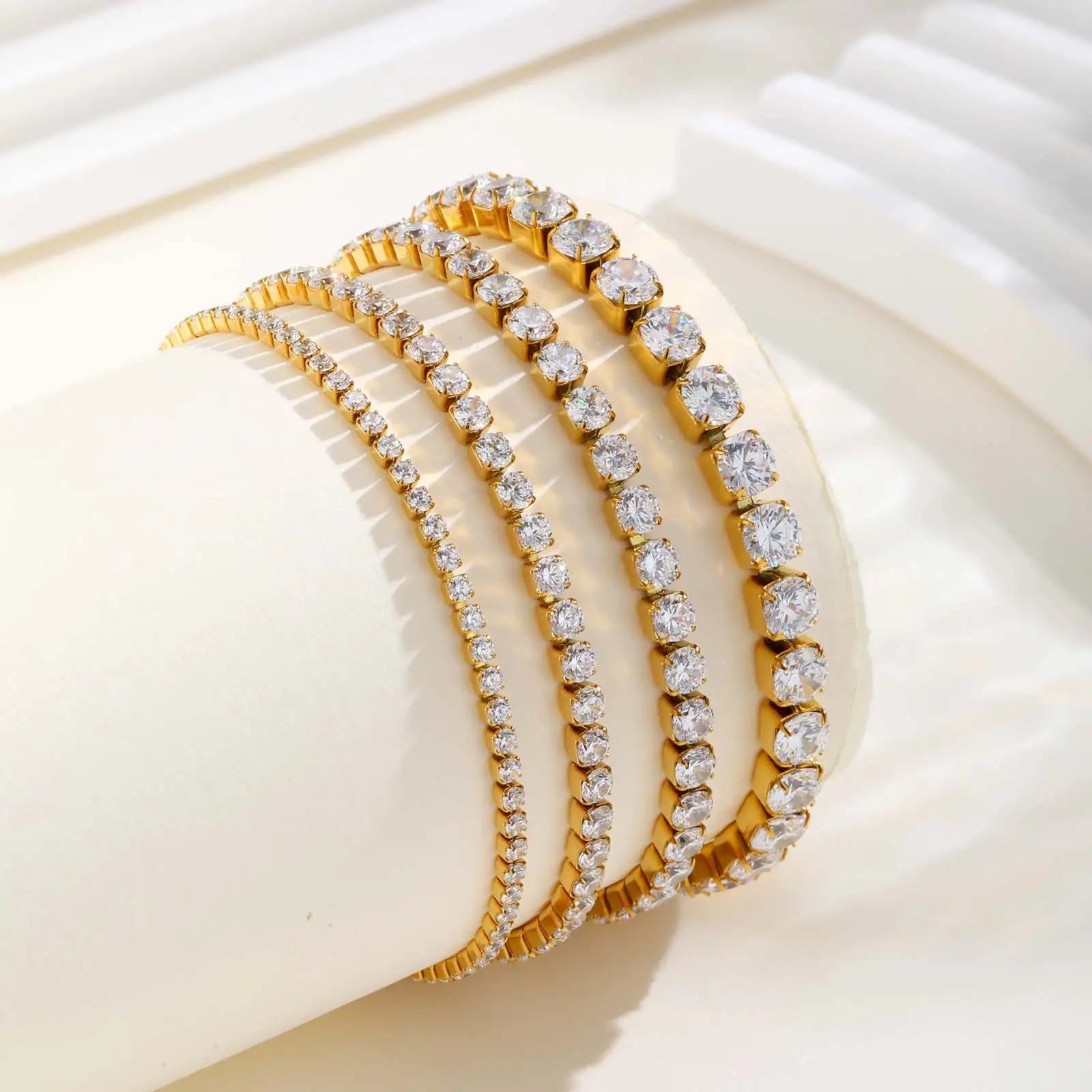 Waterproof Stainless Steel Zircon Tennis Bracelet for Women