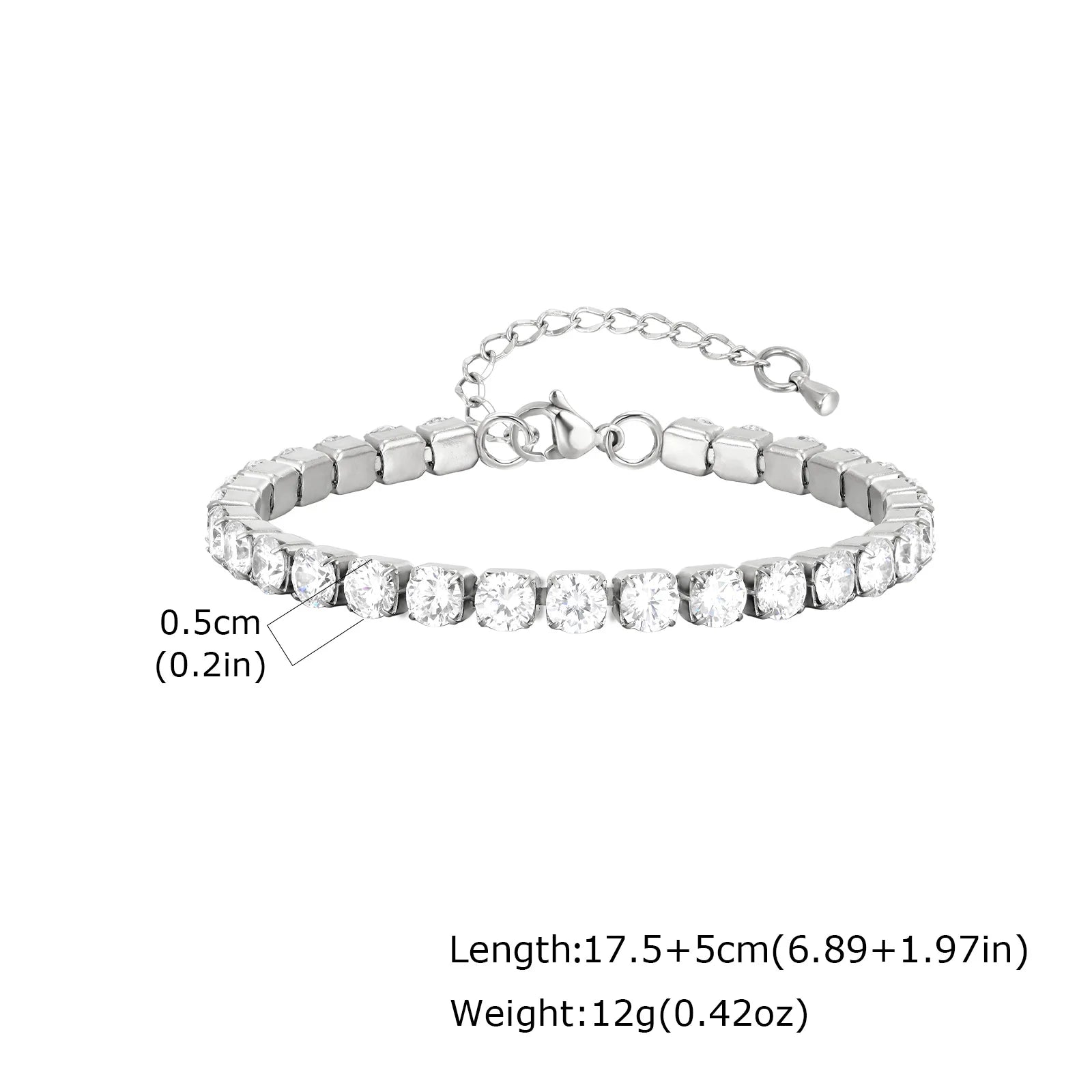 Waterproof Stainless Steel Zircon Tennis Bracelet for Women