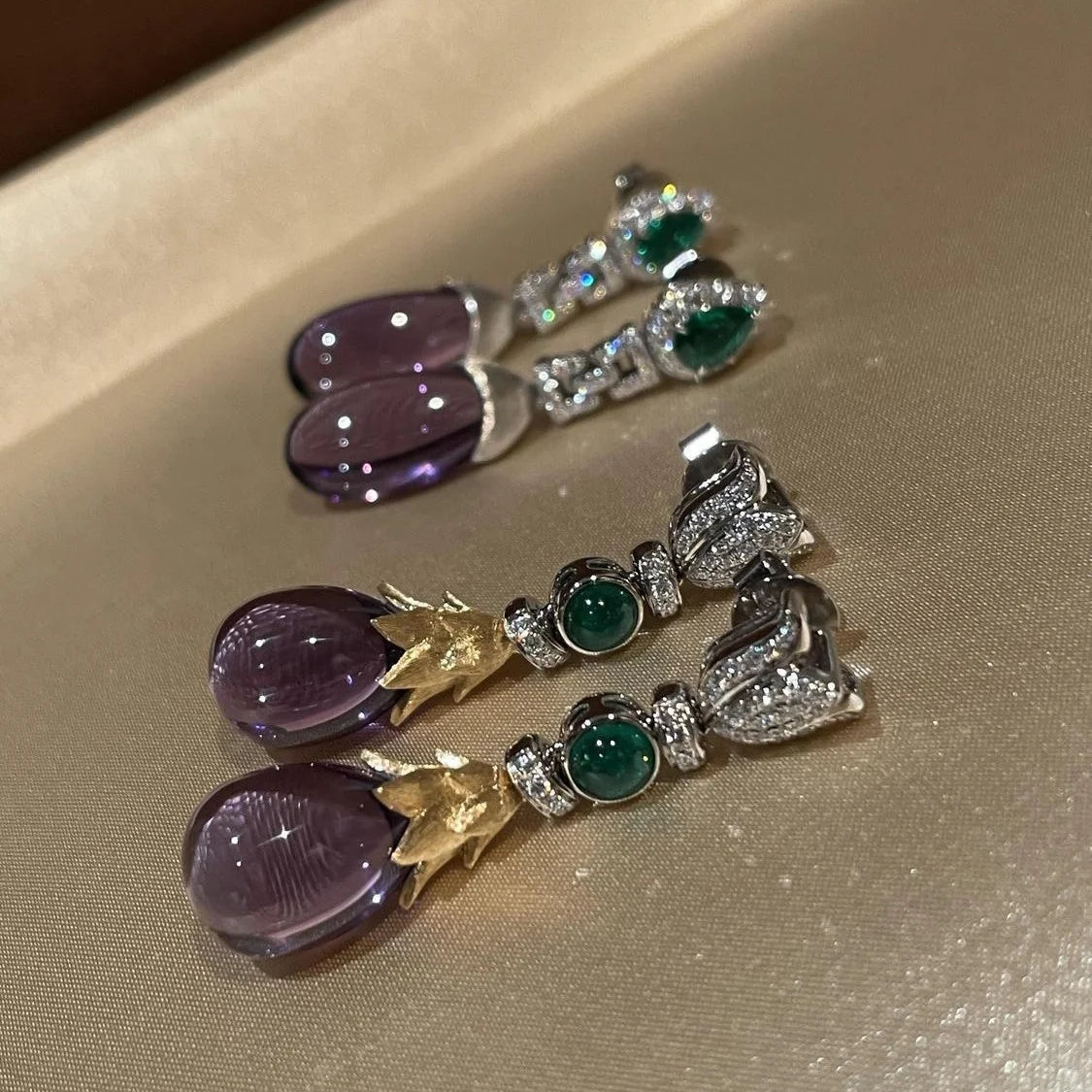 Amethyst/Emerald Ear Drop