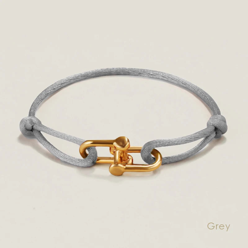 MOONLIGHT Silk Cord Bracelet with U-Shaped Pendant, Adjustable for Women (Gift)