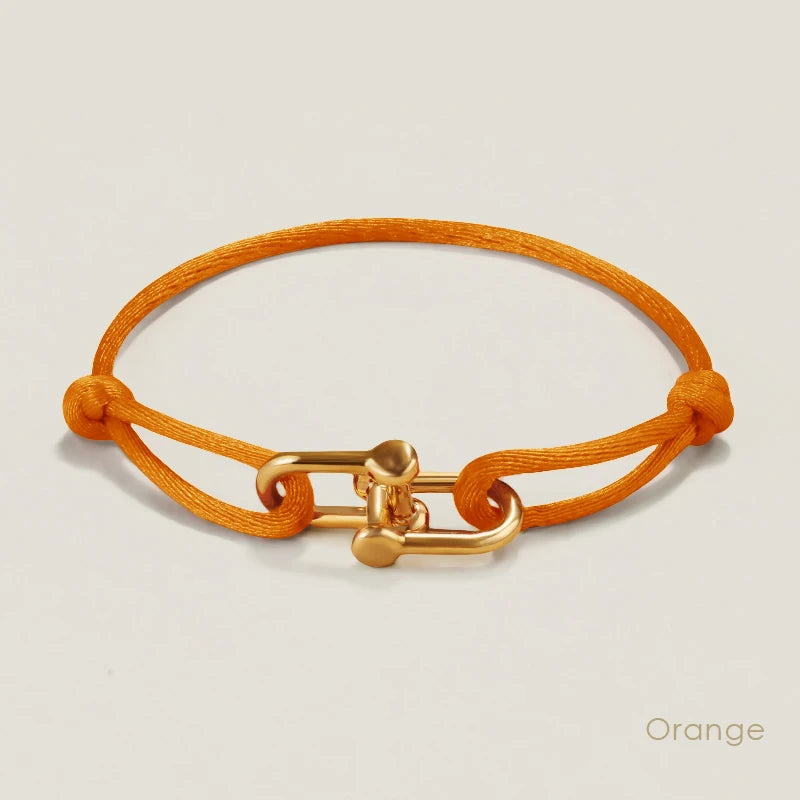 MOONLIGHT Silk Cord Bracelet with U-Shaped Pendant, Adjustable for Women (Gift)