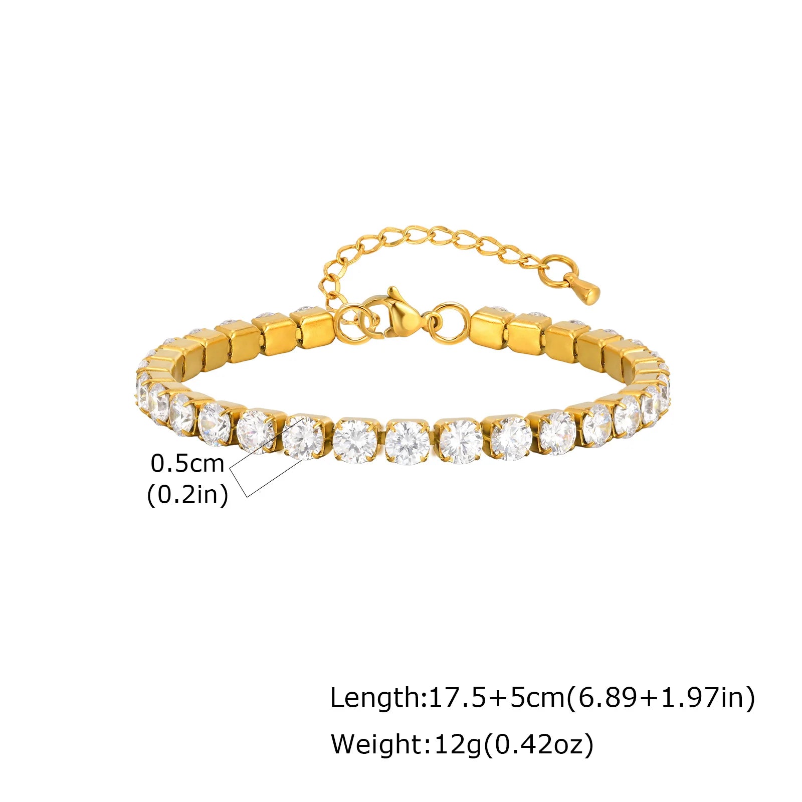 Waterproof Stainless Steel Zircon Tennis Bracelet for Women
