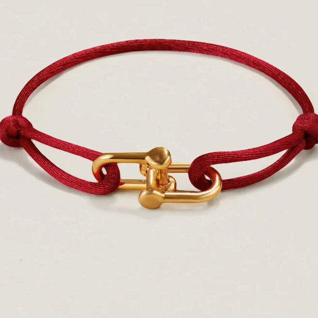 MOONLIGHT Silk Cord Bracelet with U-Shaped Pendant, Adjustable for Women (Gift)