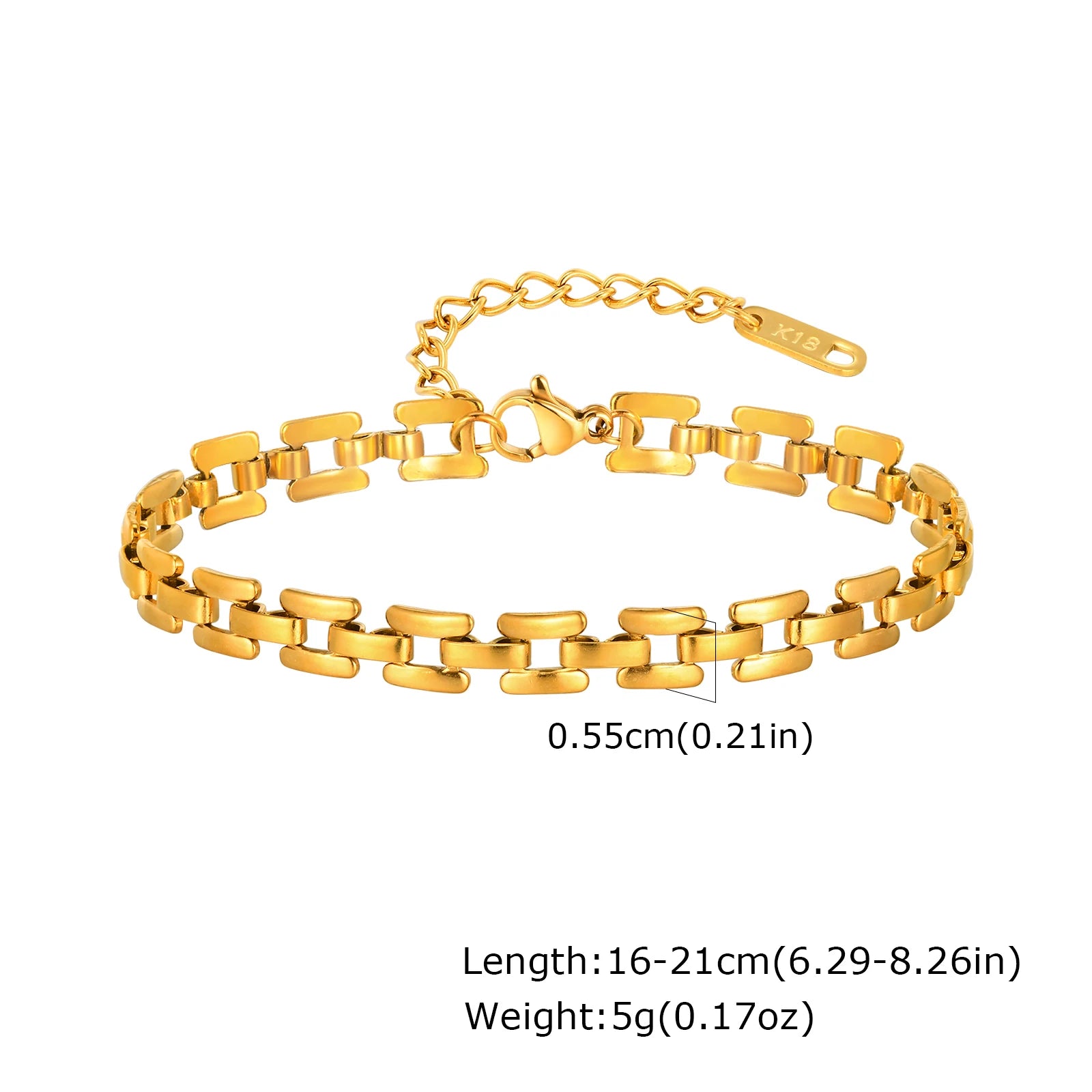 Waterproof Gold Plated Stainless Steel Thick Chain Bracelet for Women