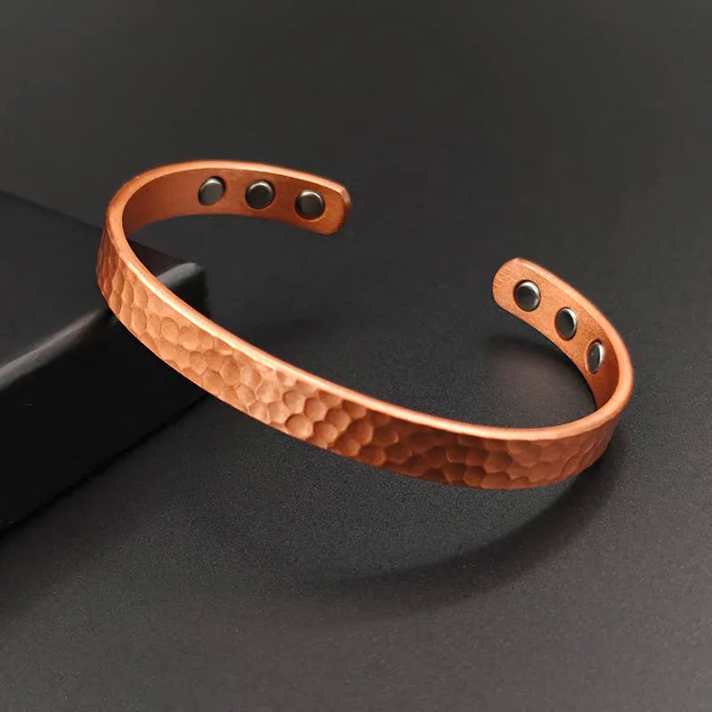 Rose gold pure copper bracelet with Gauss magnets for health, for men and women